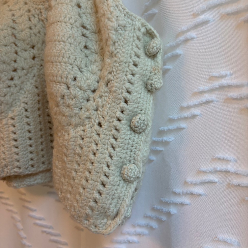 Ulla Johnson Cream 100% Wool Hand Crochet Knit Cropped Vest Top Womens M $495 - Picture 4 of 5
